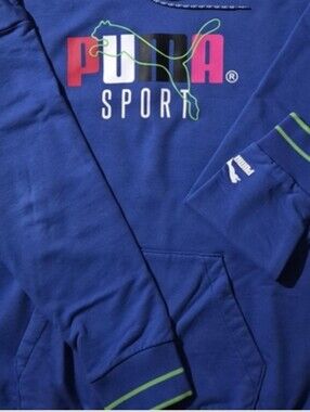 Puma Sport Blue Hoodie with Vibrant Logo